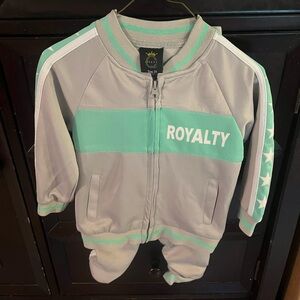 Gray and Mint Jacket with 'Royalty' Design